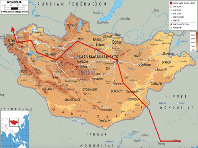 2016 Pechino Parigi -la mappa della Mongolia-